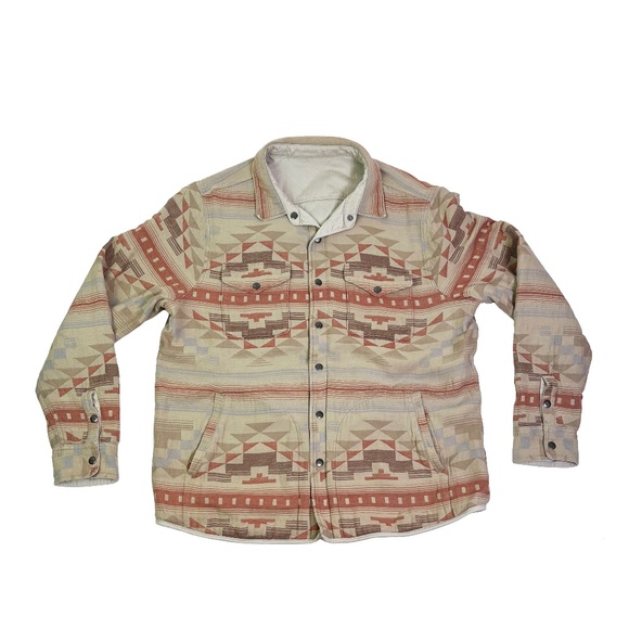 Faherty Reverse Bondi Jacket Aztec Stone Bighorn Sand Southwestern Snap Up - Picture 1 of 6